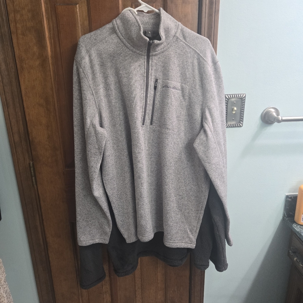 Eddie Bauer Light Gray Zip-Up Sweater